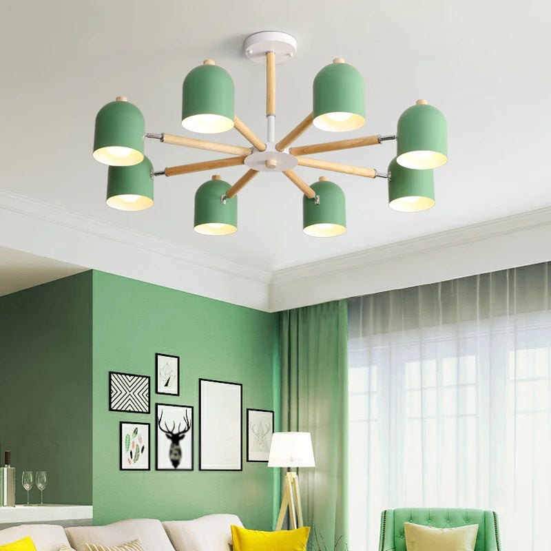 Lámpara colgante con cúpula de lámpara de lámpara de estilo macarrón con sombra de metal