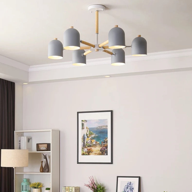 Lámpara colgante con cúpula de lámpara de lámpara de estilo macarrón con sombra de metal