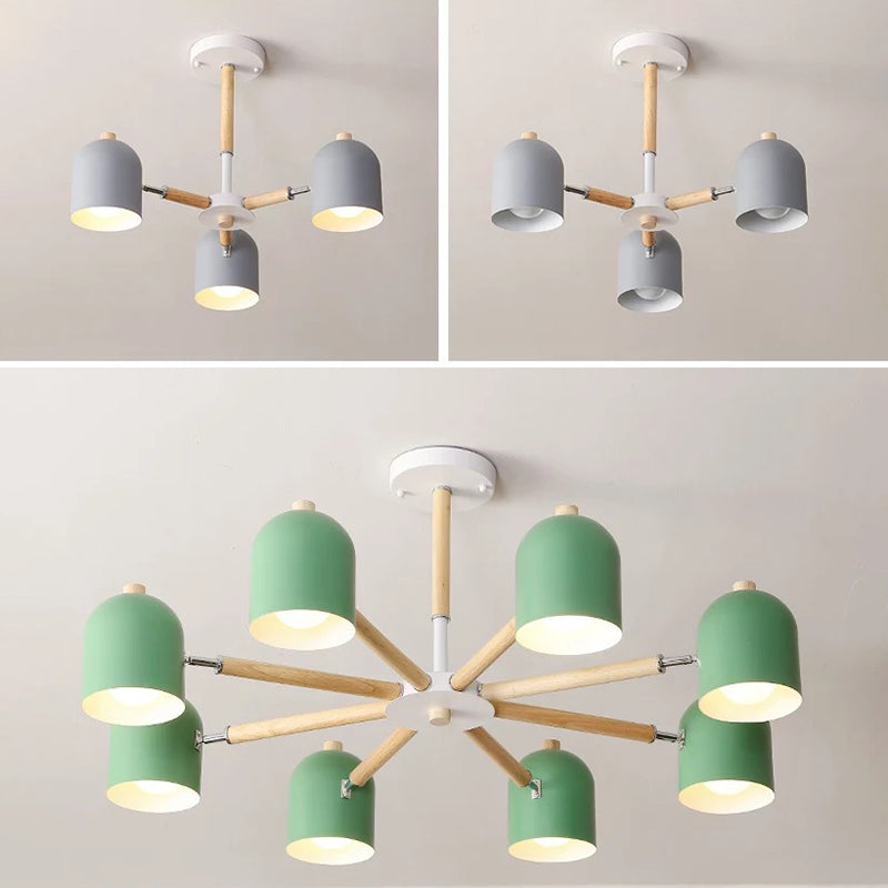 Lámpara colgante con cúpula de lámpara de lámpara de estilo macarrón con sombra de metal