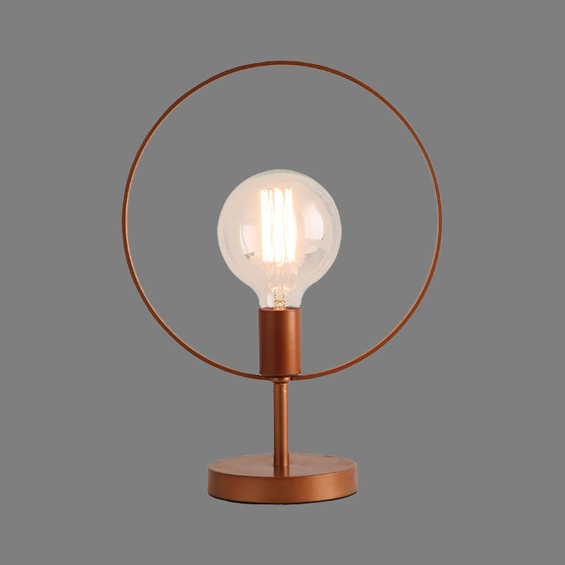 Lámpara de escritorio circular de metal modernista con 1 cabezal, luz para lectura de libros en color burdeos para estudio