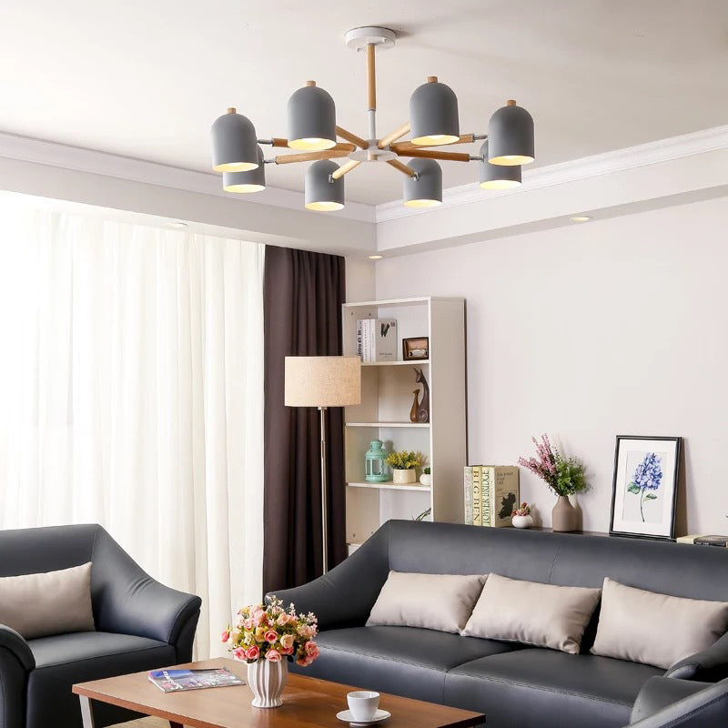 Lámpara colgante con cúpula de lámpara de lámpara de estilo macarrón con sombra de metal