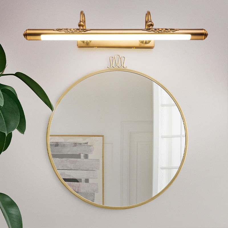 Gold Mirror Light Retro Style 1 Light LED Vanity Light Fixture for Bedroom