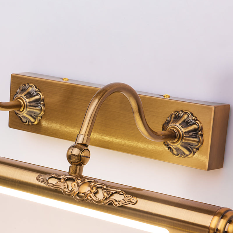 Gold Mirror Light Retro Style 1 Light LED Vanity Light Fixture for Bedroom