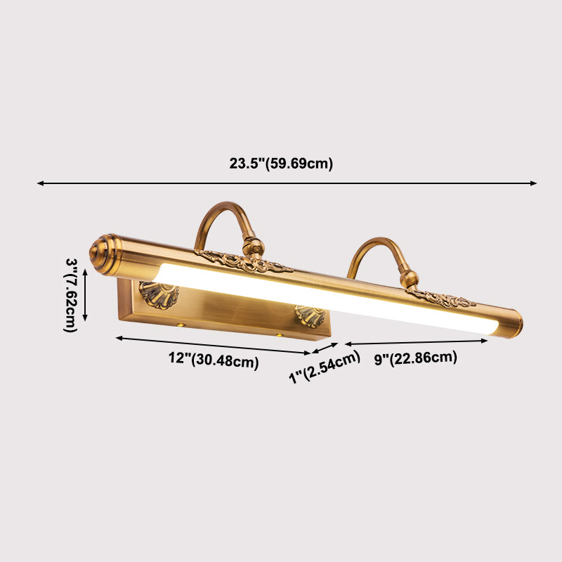 Gold Mirror Light Retro Style 1 Light LED Vanity Light Fixture for Bedroom