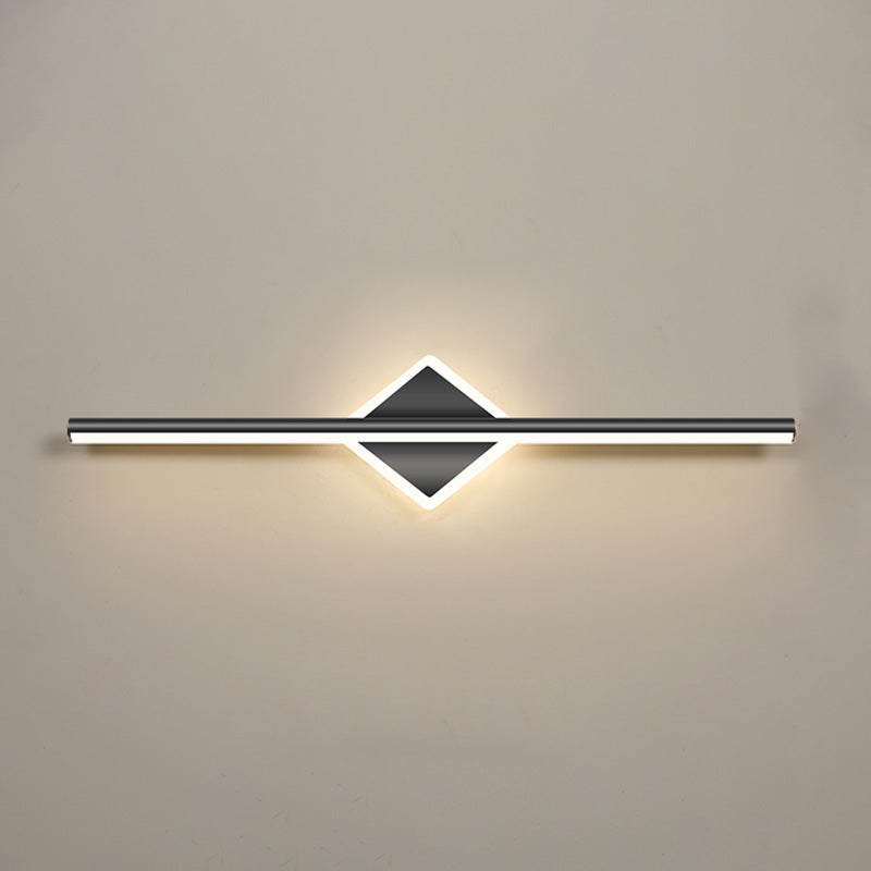 Black Strip Minimalist Mirror Light Nordic Style 1 Light Vanity Light for Bedroom