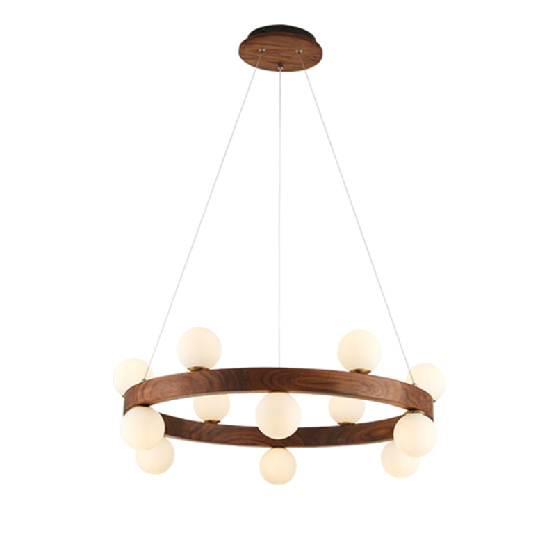 Round Chandelier Light Fixtures Modern Multi-Head Hanging Lamps with White Glass Shade