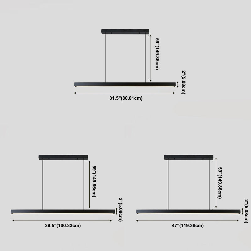 Moderno LED Techo colgante Luz de comedor Lámpara colgante rectangular simple