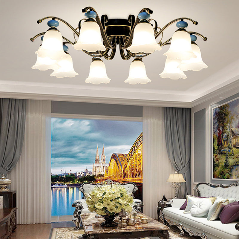 Modern Flush Mount Light Simple Ceiling Lamp with Glass Shade for Living Room