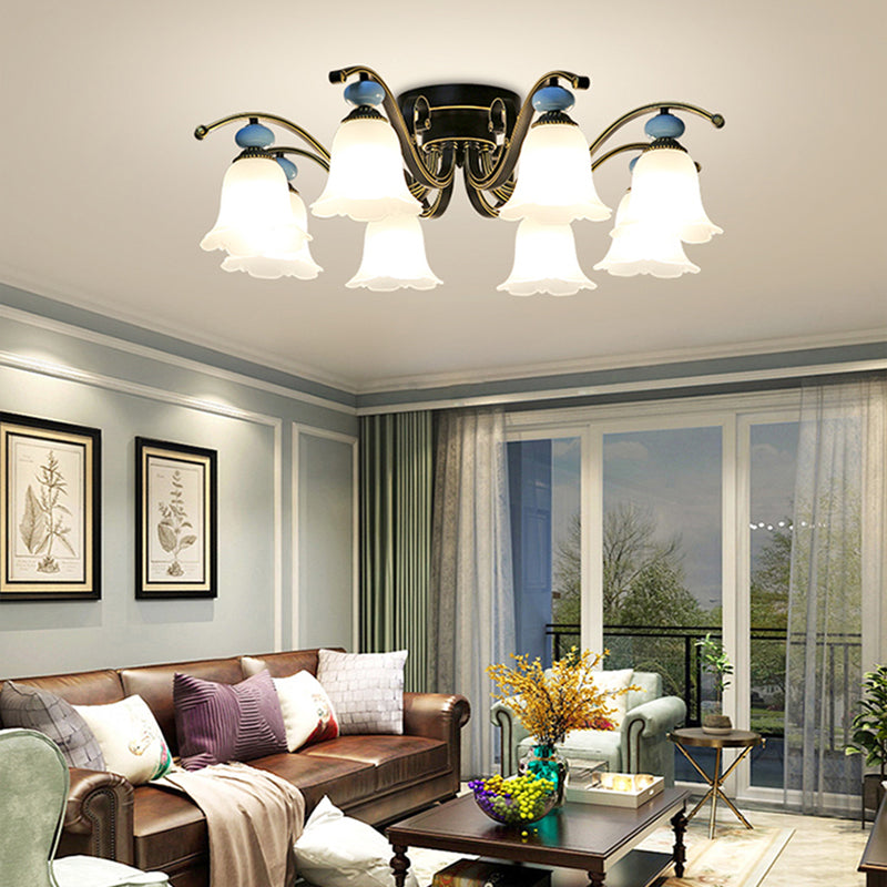 Modern Flush Mount Light Simple Ceiling Lamp with Glass Shade for Living Room