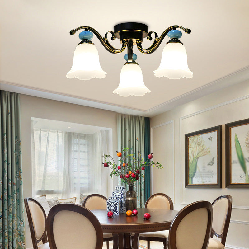 Modern Flush Mount Light Simple Ceiling Lamp with Glass Shade for Living Room
