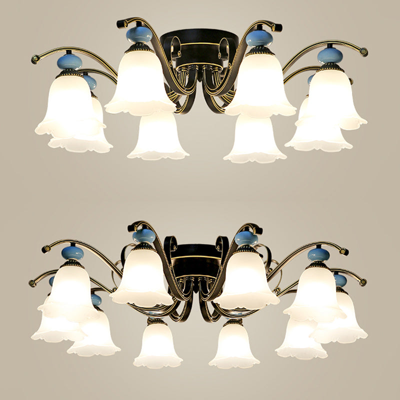 Modern Flush Mount Light Simple Ceiling Lamp with Glass Shade for Living Room