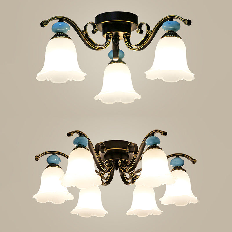 Modern Flush Mount Light Simple Ceiling Lamp with Glass Shade for Living Room