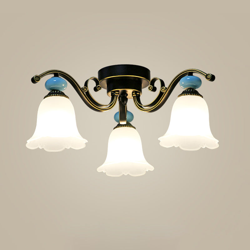 Modern Flush Mount Light Simple Ceiling Lamp with Glass Shade for Living Room