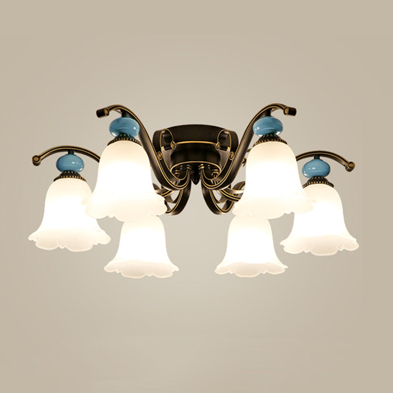 Modern Flush Mount Light Simple Ceiling Lamp with Glass Shade for Living Room