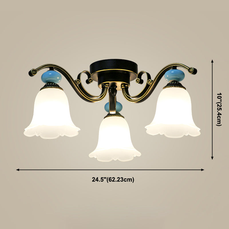 Modern Flush Mount Light Simple Ceiling Lamp with Glass Shade for Living Room