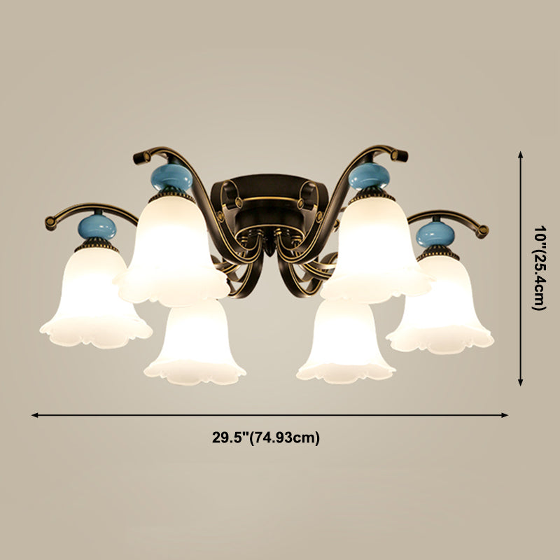 Modern Flush Mount Light Simple Ceiling Lamp with Glass Shade for Living Room