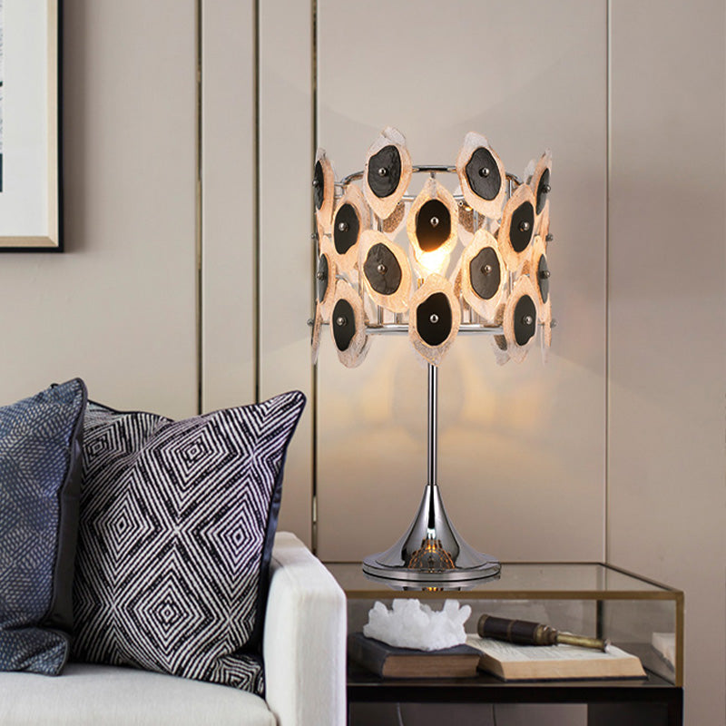 1 Kopf Wohnzimmer Tisch Licht moderne Chrome Nachttischlampe mit Drum Metal Schatten