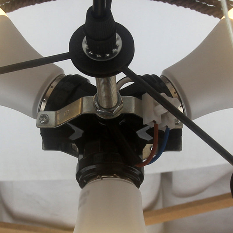 Moderne LED-inbouwlamp Eenvoudige plafondlamp met bamboe kap voor woonkamer