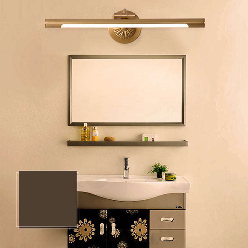 Brass Straight Mirror Light American Style 1 Light Wall Lamp for Bathroom