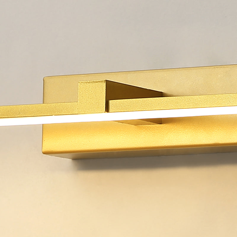 Strip Minimalist Mirror Light Nordic Style LED Wall Sconce in Gold for Bathroom