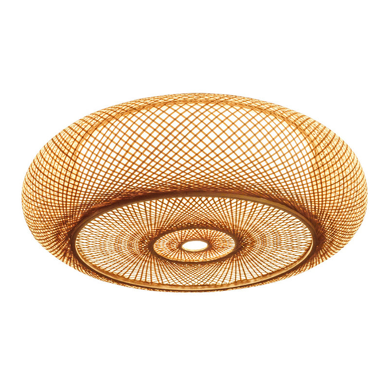 Simple Flush Mount Ceiling Light Fixtures LED Ceiling Lamp with Bamboo Shade