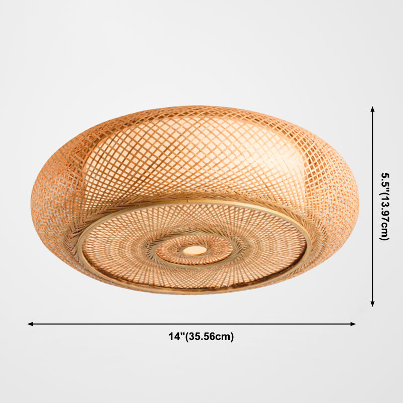 Simple Flush Mount Ceiling Light Fixtures LED Ceiling Lamp with Bamboo Shade