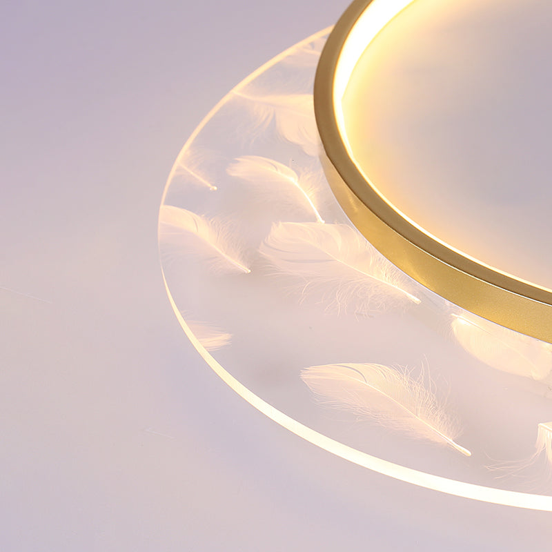 Luminaires de plafond encastrés de simplicité d’éclairage affleurant d’or avec le modèle de plume