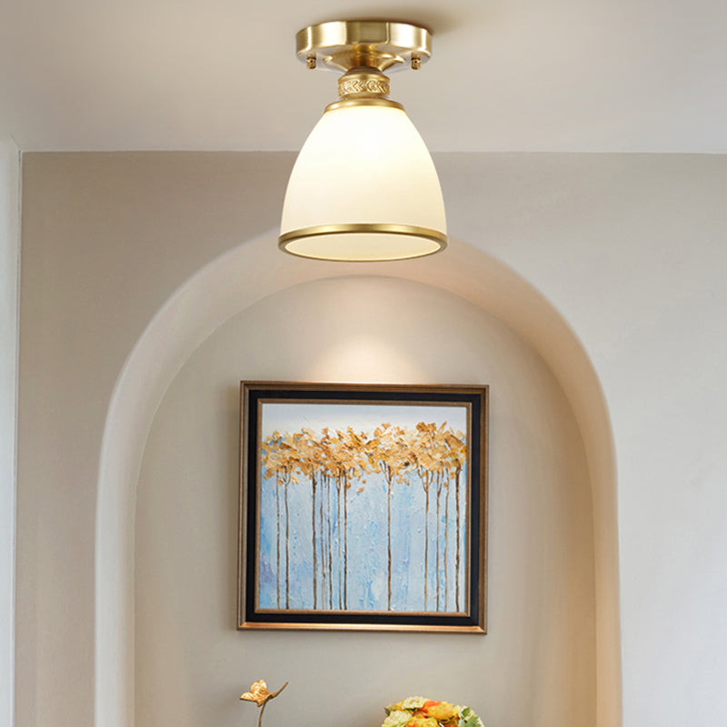 Simple Ceiling Lamp Modern Flush Mount Ceiling Light with Glass Shade for Bedroom