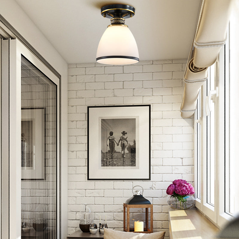 Simple Ceiling Lamp Modern Flush Mount Ceiling Light with Glass Shade for Bedroom