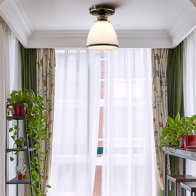 Simple Ceiling Lamp Modern Flush Mount Ceiling Light with Glass Shade for Bedroom