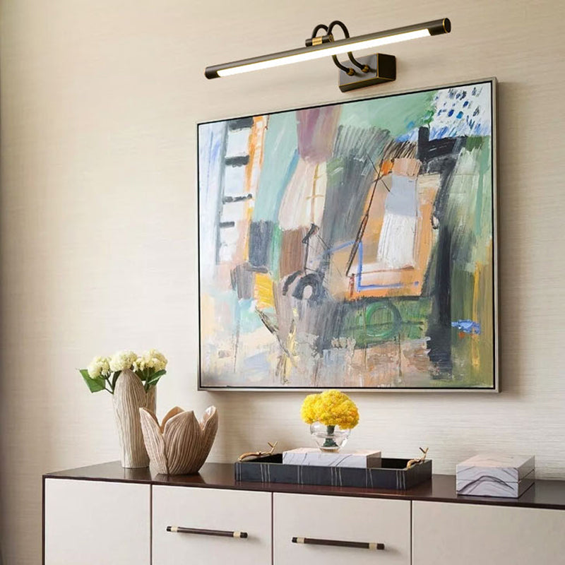 Lampada da parete a parete singola a specchio dritto in ottone per camera da letto