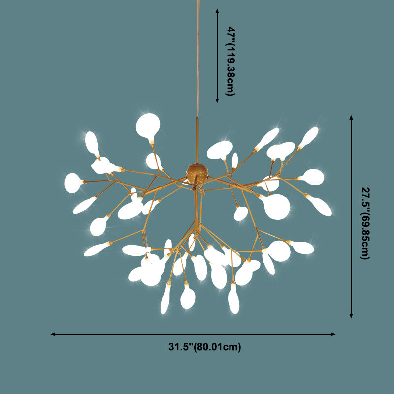 Glowworm Suspended Lighting Fixture Multi-Head Hanging Pendant Lights for Living Room