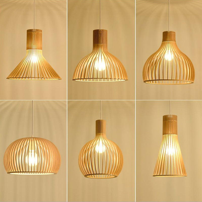 Luce a sospensione in legno in stile moderno 1 Apparecchio di lampada appesa alla luce per soggiorno