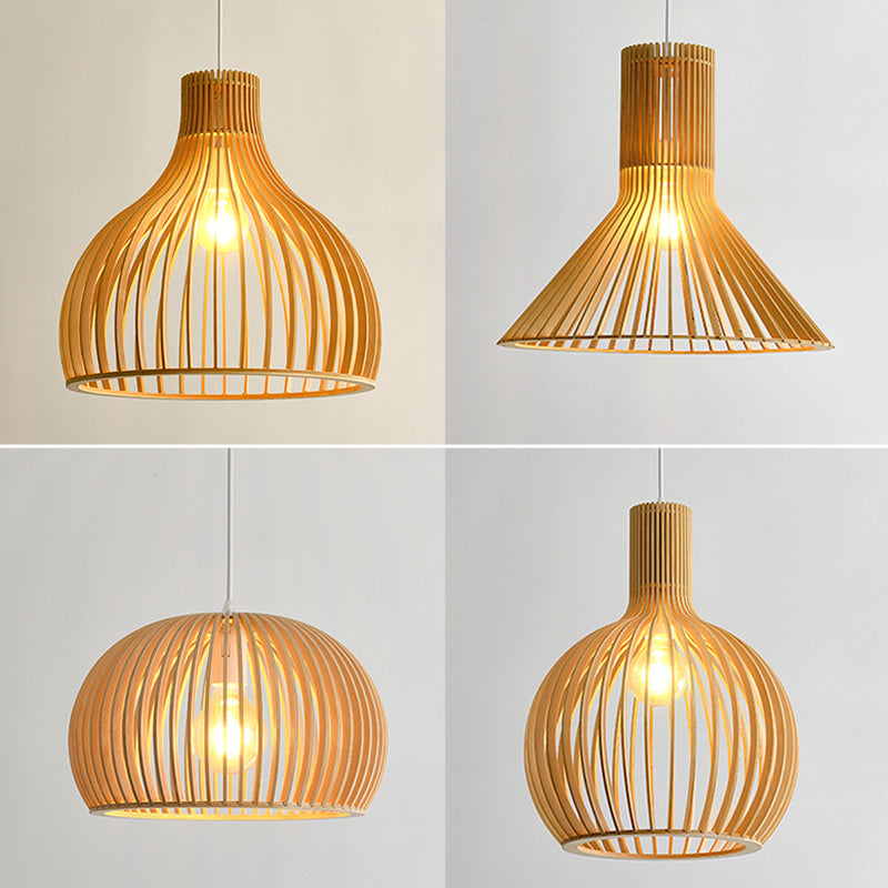 Luce a sospensione in legno in stile moderno 1 Apparecchio di lampada appesa alla luce per soggiorno