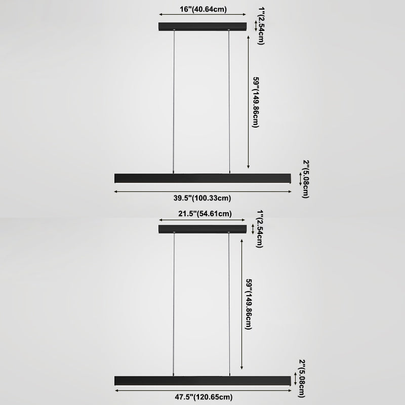 Modern Style Simple Hanging Light Rectangle LED Pendant Lamp for Dining Room