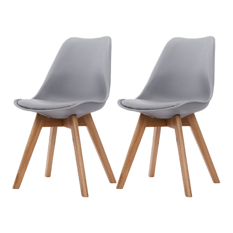 Silla lateral de Beech Parsons escandinavo de bossons Sillas de comedor de cuero (juego de 2)