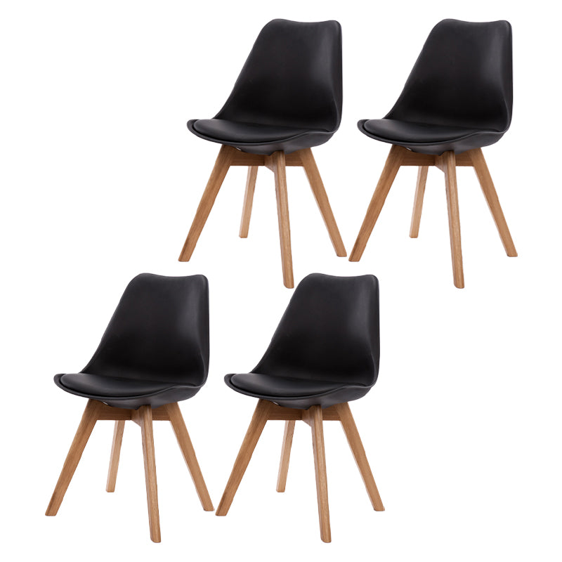 Silla lateral de Beech Parsons escandinavo de bossons Sillas de comedor de cuero (juego de 2)