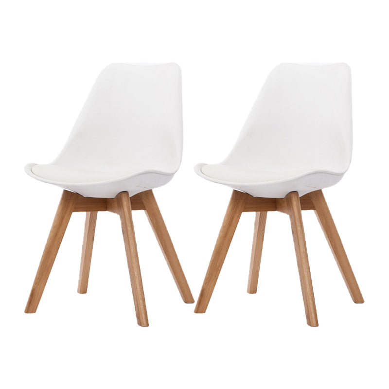 Silla lateral de Beech Parsons escandinavo de bossons Sillas de comedor de cuero (juego de 2)