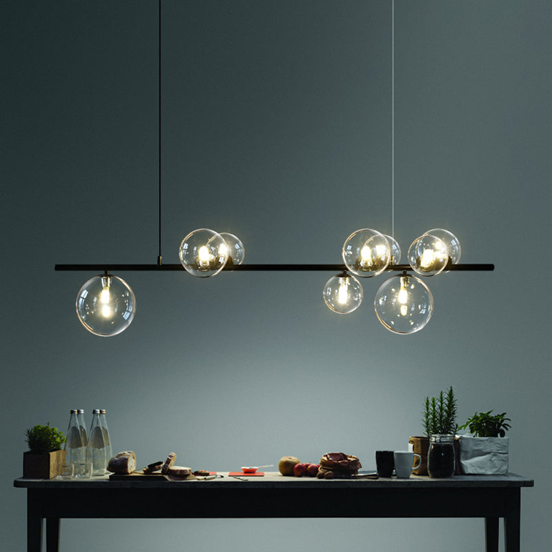 Estilo moderno de forma esférica luces de isla vidrio 9 Ideas de iluminación de la isla de la luz en negro