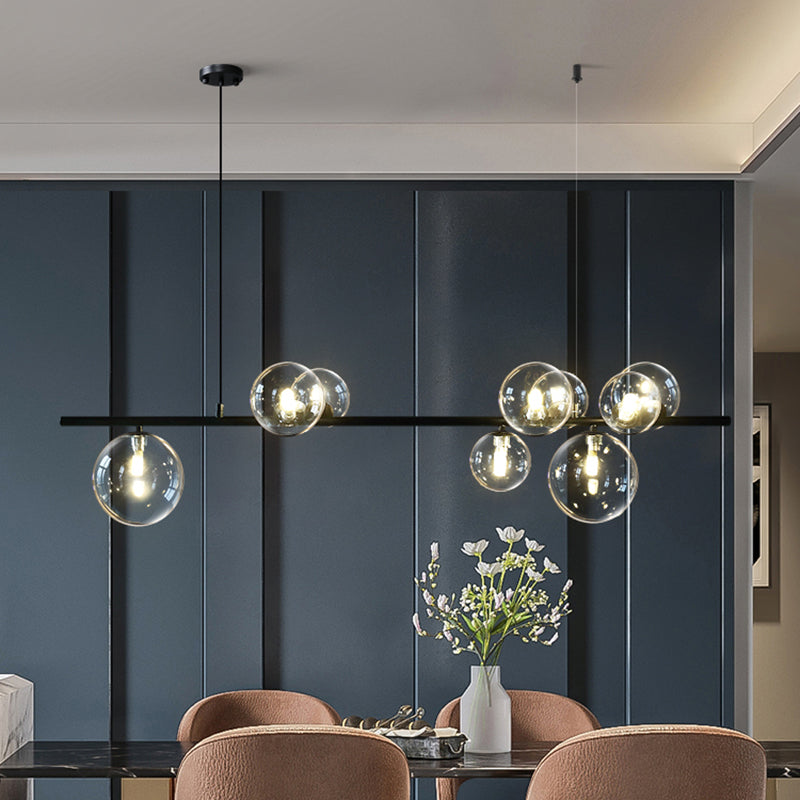 Estilo moderno de forma esférica luces de isla vidrio 9 Ideas de iluminación de la isla de la luz en negro