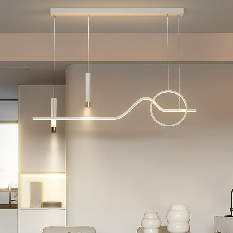 Contemporary Geometric Island Lighting Metal 4 Light Island Light Fixture