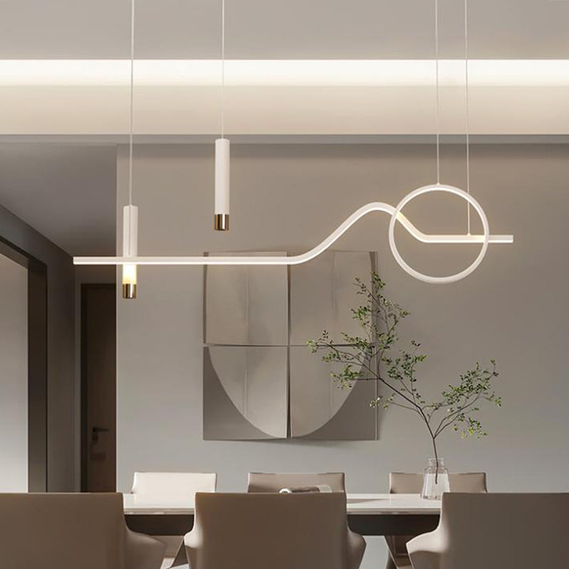 Contemporary Geometric Island Lighting Metal 4 Light Island Light Fixture