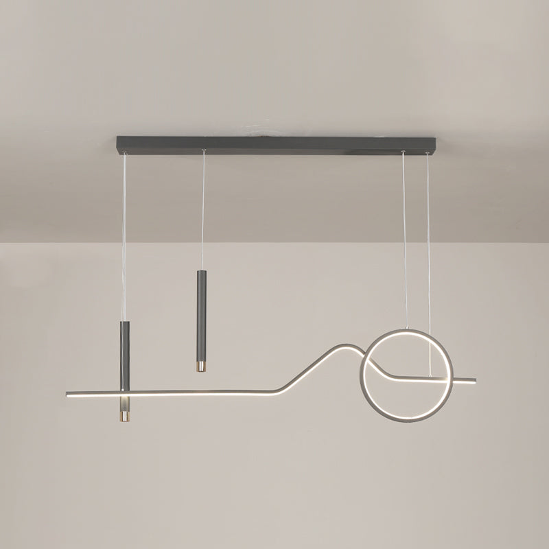 Contemporary Geometric Island Lighting Metal 4 Light Island Light Fixture