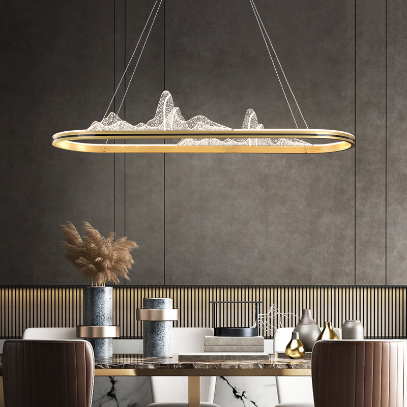 Contemporary Oval Island Lighting Metal 1 Light Island Light Fixture for Kitchen
