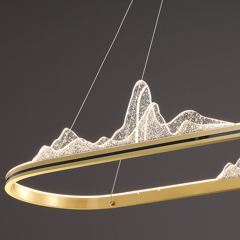 Contemporary Oval Island Lighting Metal 1 Light Island Light Fixture for Kitchen