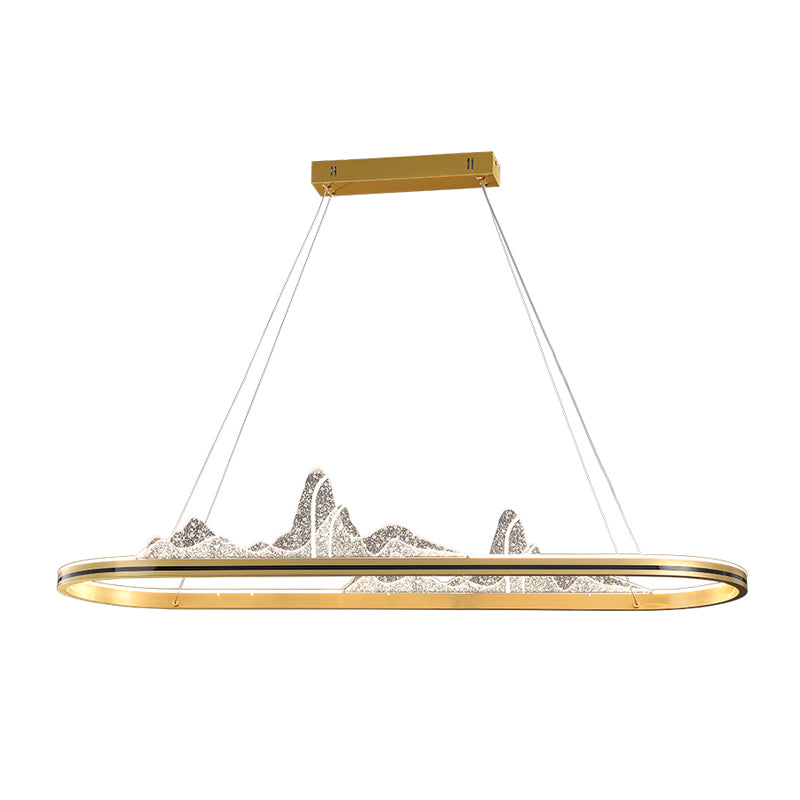 Contemporary Oval Island Lighting Metal 1 Light Island Light Fixture for Kitchen