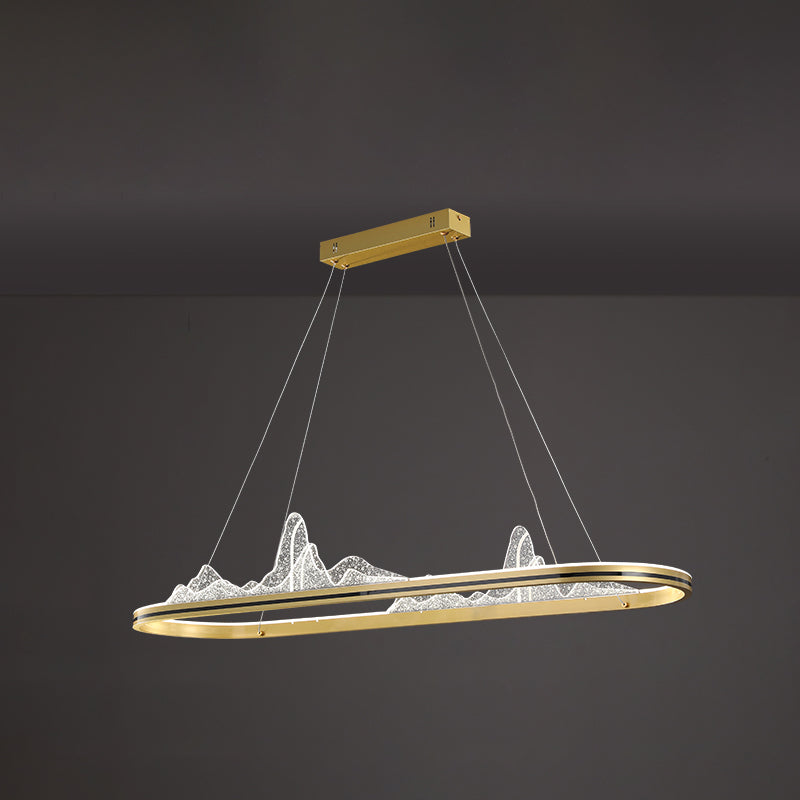 Contemporary Oval Island Lighting Metal 1 Light Island Light Fixture for Kitchen