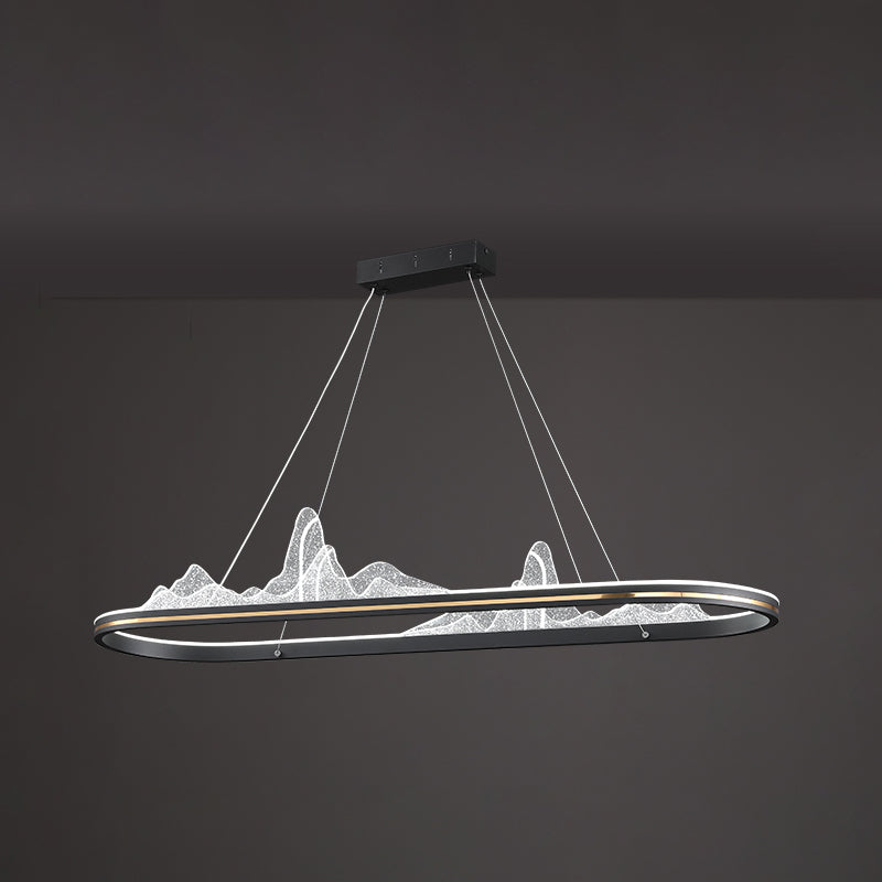 Contemporary Oval Island Lighting Metal 1 Light Island Light Fixture for Kitchen
