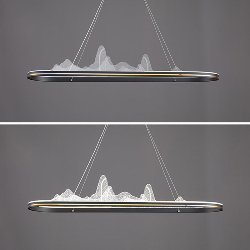 Contemporary Oval Island Lighting Metal 1 Light Island Light Fixture for Kitchen