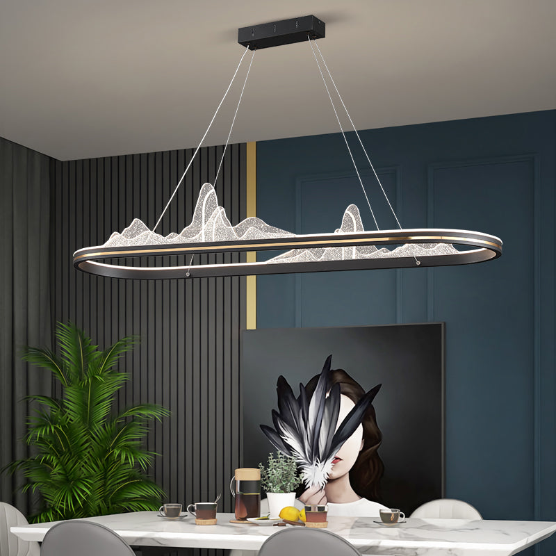 Contemporary Oval Island Lighting Metal 1 Light Island Light Fixture for Kitchen